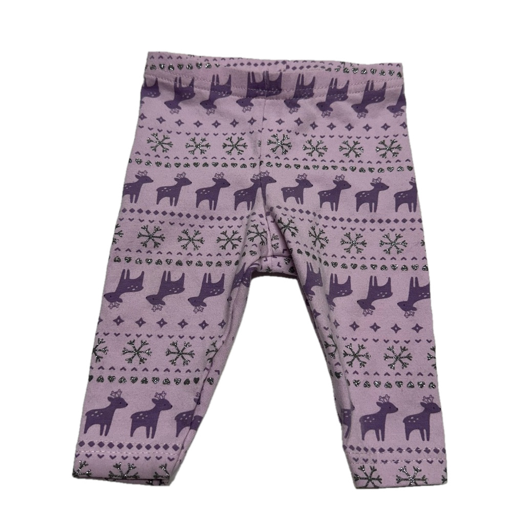 4/20$ Baby reindeer & snowflake print leggings size 0-3 months